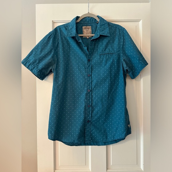 Guess 100% Cotton Blue Short Sleeve Button Down Shirt - Picture 1 of 8